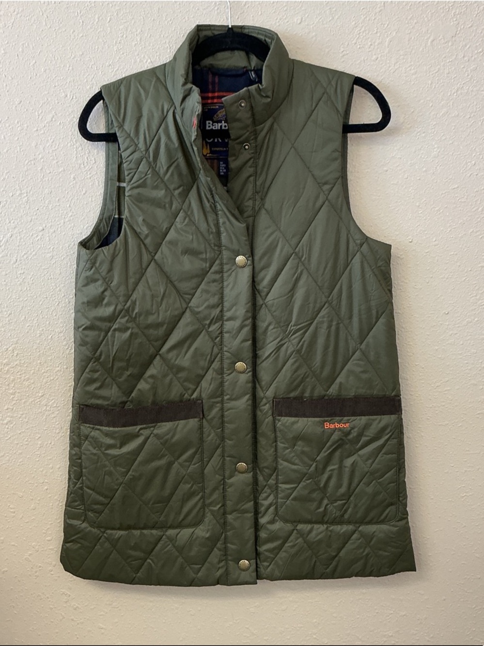 Orvis + Barbour Olive Green Quilted Sleeveless Puffer Vest